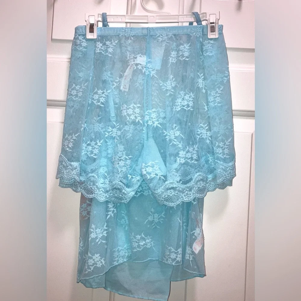 Colsie Women’s Lace Camisole and Shorts Blue Size Medium New